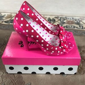 Betseyville Hot Pink Polka Dot Heels